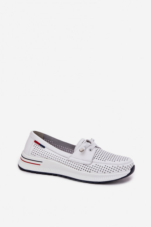 Kožené topánky Dámske s platformou biela farba Violeth