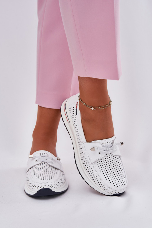 Kožené topánky Dámske s platformou biela farba Violeth