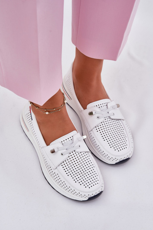 Kožené topánky Dámske s platformou biela farba Violeth