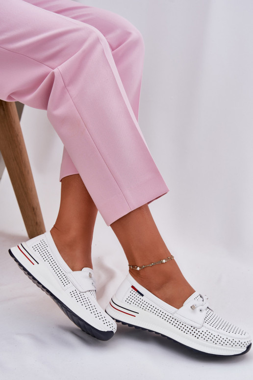 Kožené topánky Dámske s platformou biela farba Violeth