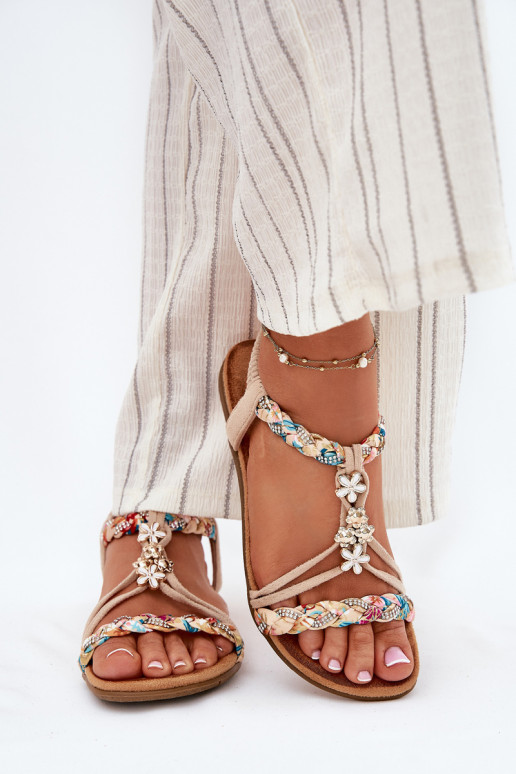 Dámske sandálePrzypinkami I Plecionymi Paskami béžová Nusoreth