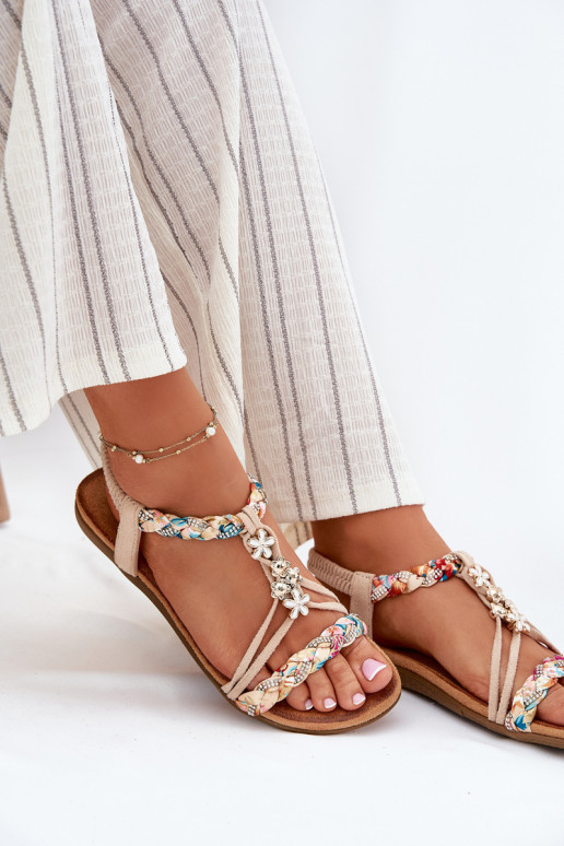Dámske sandálePrzypinkami I Plecionymi Paskami béžová Nusoreth