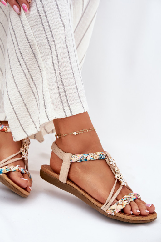 Dámske sandálePrzypinkami I Plecionymi Paskami béžová Nusoreth