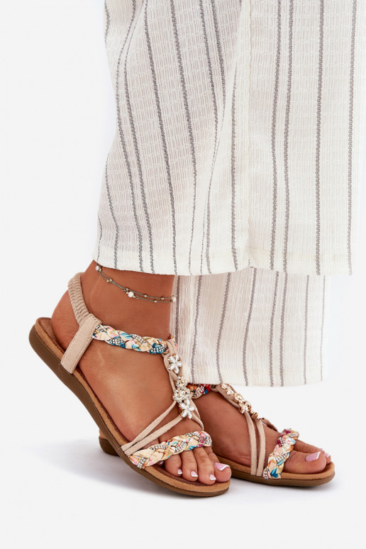 Dámske sandálePrzypinkami I Plecionymi Paskami béžová Nusoreth