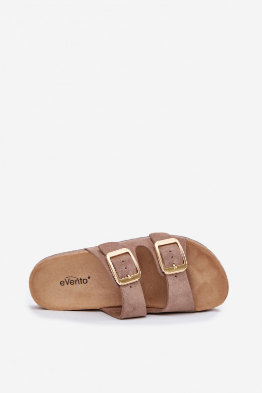 Dámske papučez eko semišuu zlatej farby s prackami béžová Vorella