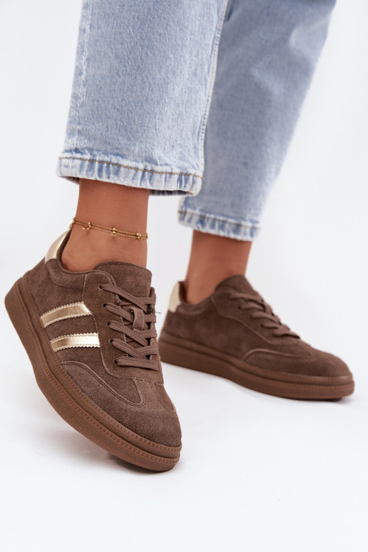 Tenisky model obuvi Dámske zo semišu s platformou Hnedá farba Sylviona