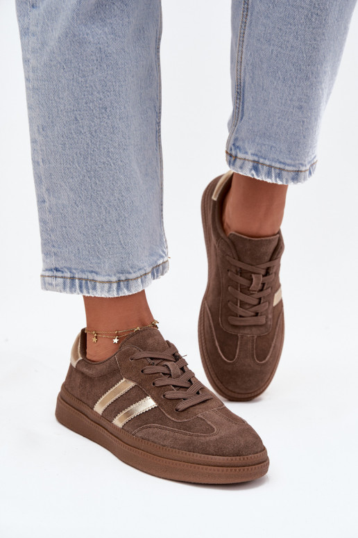 Tenisky model obuvi Dámske zo semišu s platformou Hnedá farba Sylviona