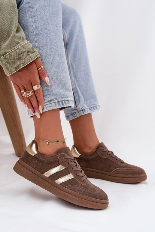 Tenisky model obuvi Dámske zo semišu s platformou Hnedá farba Sylviona