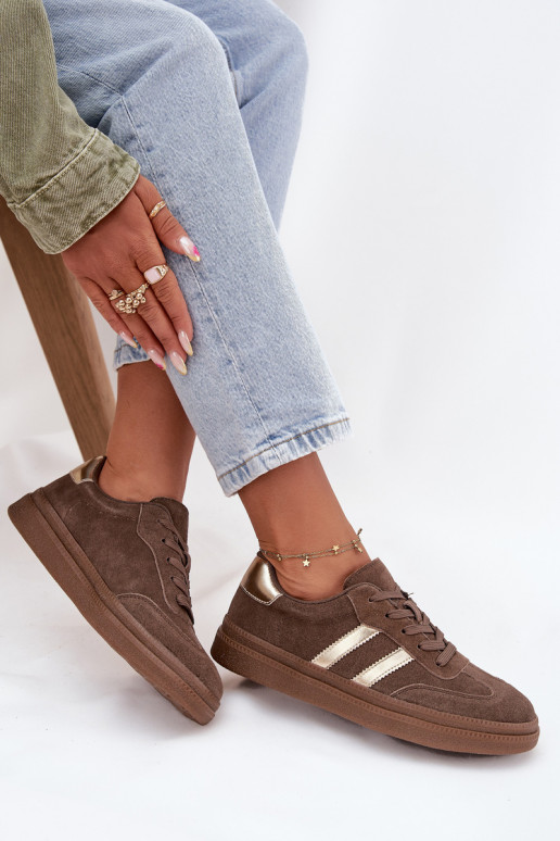 Tenisky model obuvi Dámske zo semišu s platformou Hnedá farba Sylviona