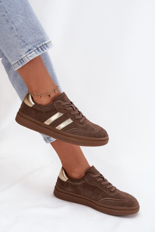 Tenisky model obuvi Dámske zo semišu s platformou Hnedá farba Sylviona