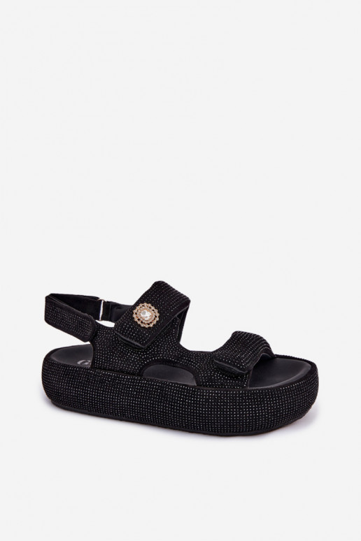 Zdobené Dámske sandále s platformou GOE TT2N4102 čierna
