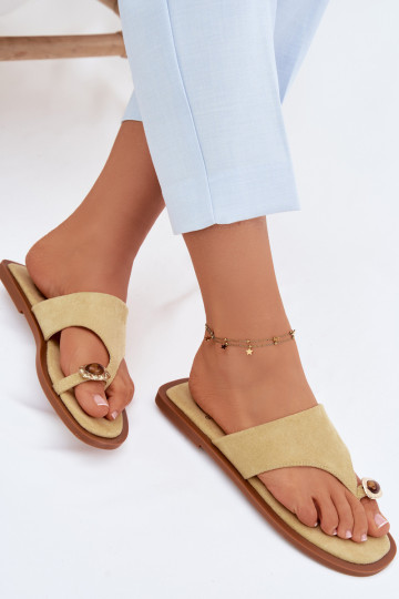 rovná sa Papuče Plážové šľapky Dámske S Ornatem Detalem žltá Fedira