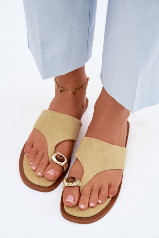 rovná sa Papuče Plážové šľapky Dámske S Ornatem Detalem žltá Fedira