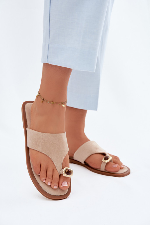 rovná sa Papuče Plážové šľapky Dámske S Ornatem Detalem béžová Fedira