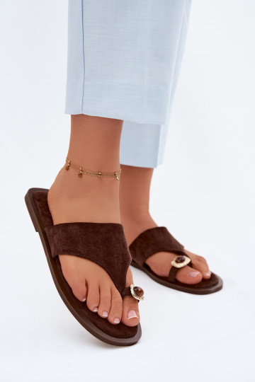 rovná sa Papuče Plážové šľapky Dámske S Ornatem Detalem CzekoladoIne Fedira 2