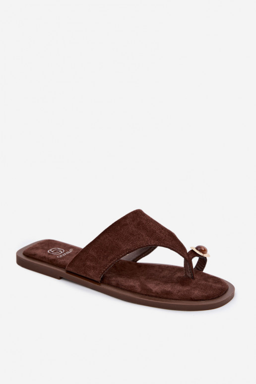 rovná sa Papuče Plážové šľapky Dámske S Ornatem Detalem CzekoladoIne Fedira