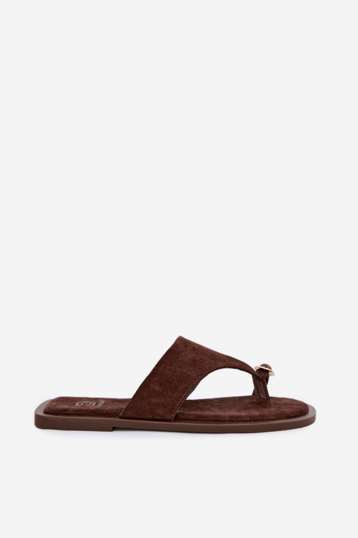 rovná sa Papuče Plážové šľapky Dámske S Ornatem Detalem CzekoladoIne Fedira