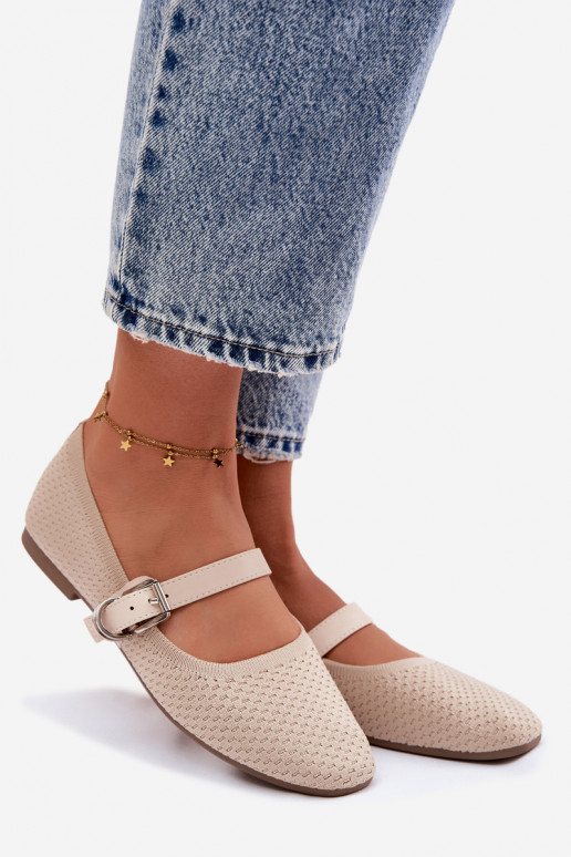 Látkové balerínky s popruhmi I s prackami béžová Jelisa