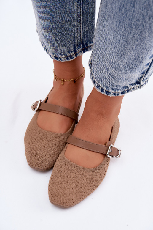 Textilné baleríny so strapcami a prackami khaki Jelisa
