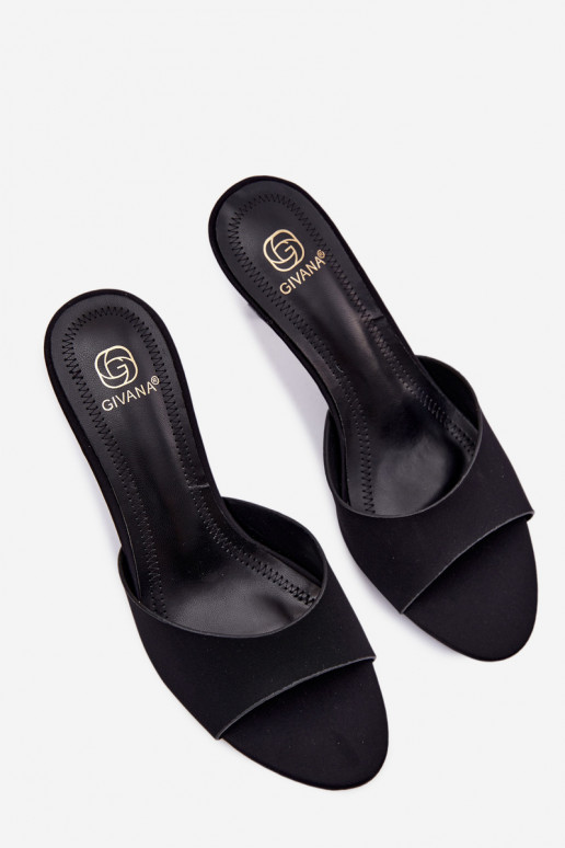 Dámske papuče s tenkými podpätkami materiál čierna Selmira