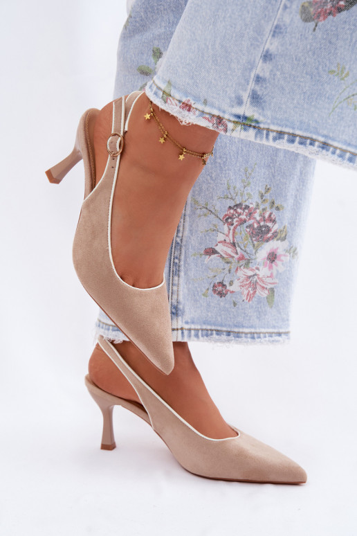 Dámske sandále s tenkými podpätkamiLamóInką béžová Relmira