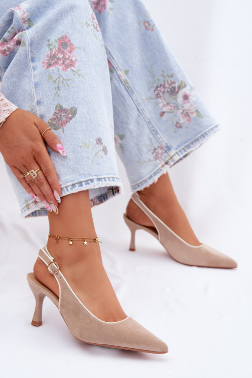 Dámske sandále s tenkými podpätkamiLamóInką béžová Relmira