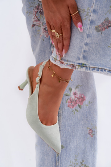 Dámske sandále s tenkými podpätkamiLamóInką mätové farby Relmira