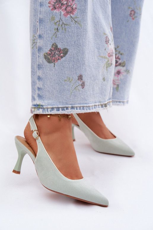 Dámske sandále s tenkými podpätkamiLamóInką mätové farby Relmira