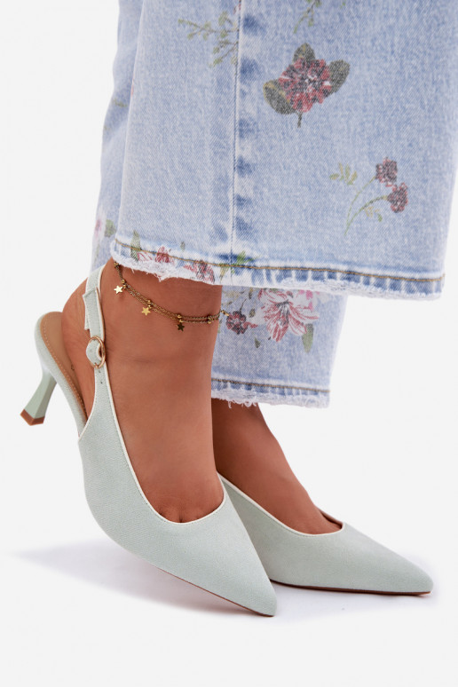 Dámske sandále s tenkými podpätkamiLamóInką mätové farby Relmira