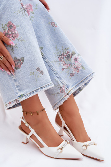 Dámske sandále s podpätkami Ze Szpiczastymi Noskami biela farba Felessa