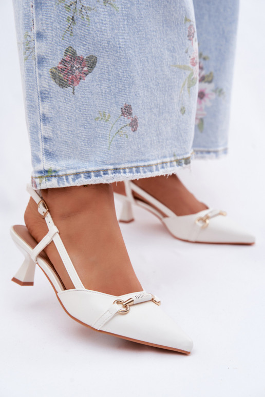 Dámske sandále s podpätkami Ze Szpiczastymi Noskami biela farba Felessa