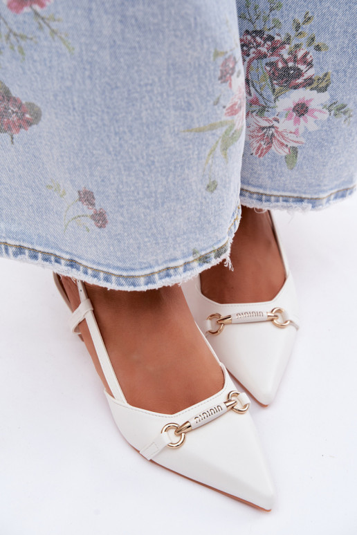 Dámske sandále s podpätkami Ze Szpiczastymi Noskami biela farba Felessa