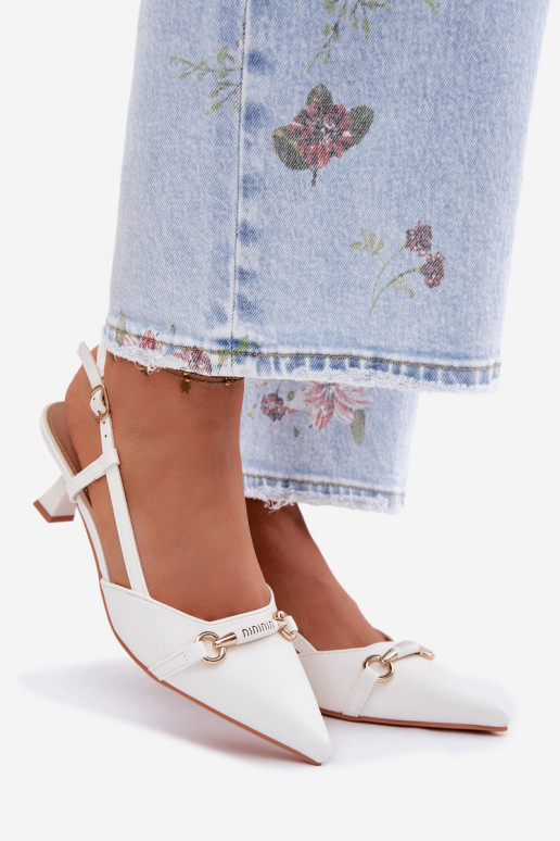 Dámske sandále s podpätkami Ze Szpiczastymi Noskami biela farba Felessa