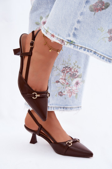 Dámske sandále s podpätkami Ze Szpiczastymi Noskami Hnedá farba Felessa