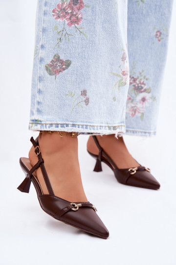 Dámske sandále s podpätkami Ze Szpiczastymi Noskami Hnedá farba Felessa 2