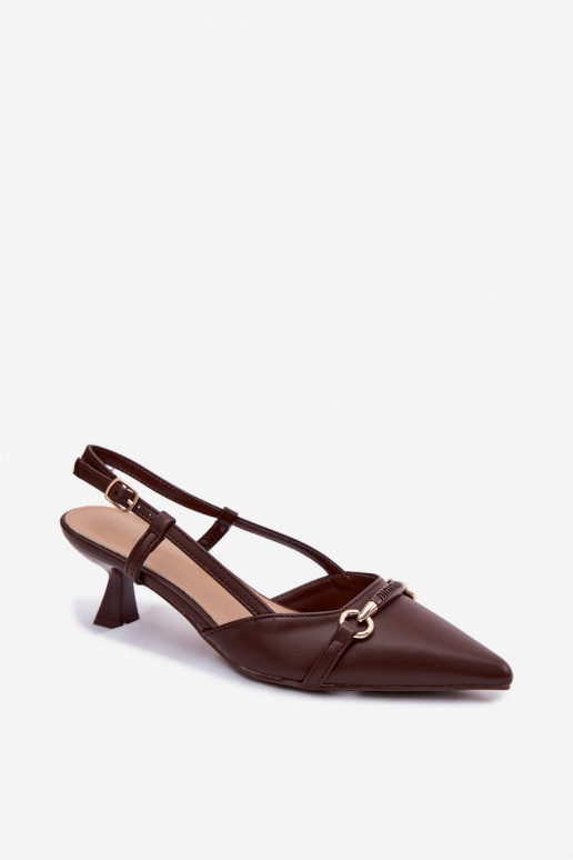 Dámske sandále s podpätkami Ze Szpiczastymi Noskami Hnedá farba Felessa