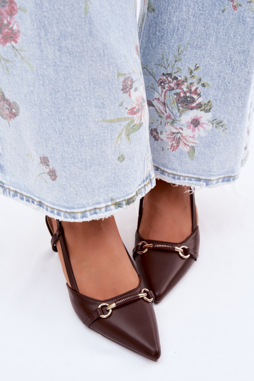 Dámske sandále s podpätkami Ze Szpiczastymi Noskami Hnedá farba Felessa