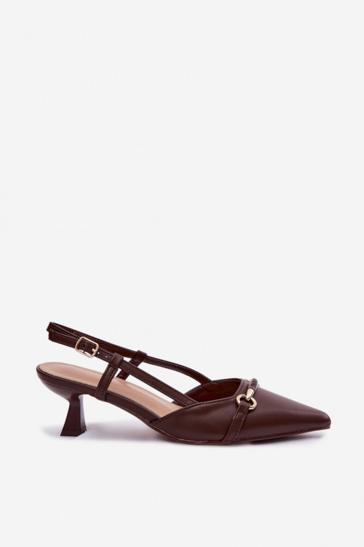 Dámske sandále s podpätkami Ze Szpiczastymi Noskami Hnedá farba Felessa