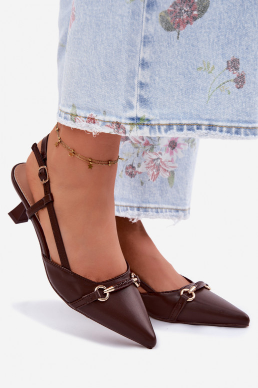 Dámske sandále s podpätkami Ze Szpiczastymi Noskami Hnedá farba Felessa