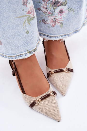 Dámske sandále s podpätkami Ze Szpiczastymi Noskami hnedá-béžová Felessa