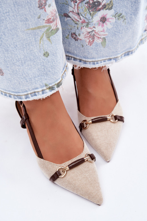 Dámske sandále s podpätkami Ze Szpiczastymi Noskami hnedá-béžová Felessa