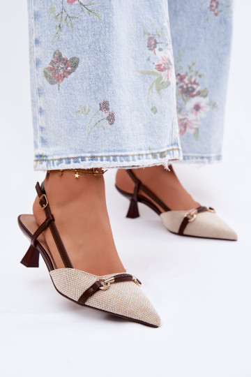 Dámske sandále s podpätkami Ze Szpiczastymi Noskami hnedá-béžová Felessa 2