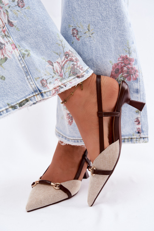 Dámske sandále s podpätkami Ze Szpiczastymi Noskami hnedá-béžová Felessa