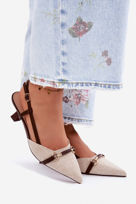 Dámske sandále s podpätkami Ze Szpiczastymi Noskami hnedá-béžová Felessa