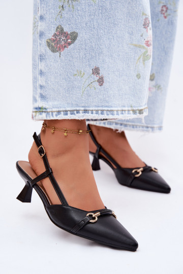 Dámske sandále s podpätkami Ze Szpiczastymi Noskami čierna Felessa