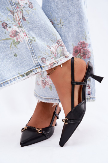 Dámske sandále s podpätkami Ze Szpiczastymi Noskami čierna Felessa 2