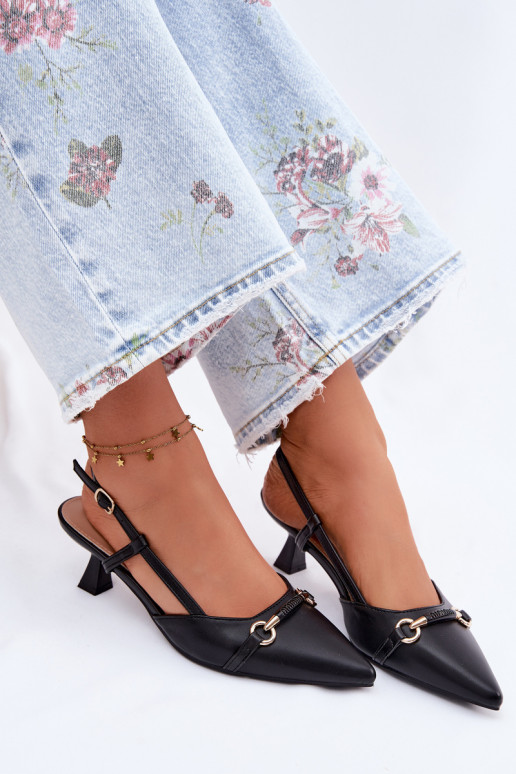 Dámske sandále s podpätkami Ze Szpiczastymi Noskami čierna Felessa