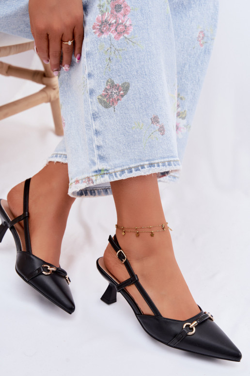 Dámske sandále s podpätkami Ze Szpiczastymi Noskami čierna Felessa