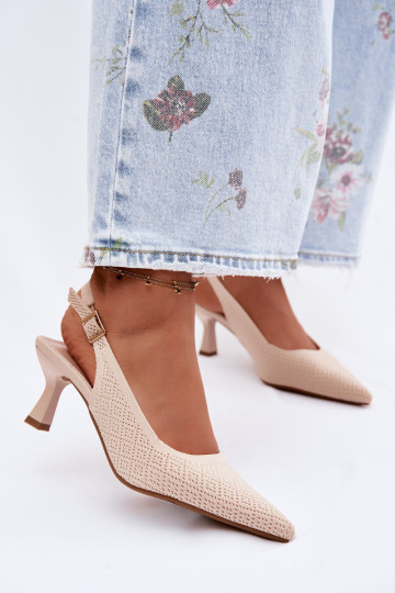 materiál Sandále na vysokom podpätku béžová Delessa 2