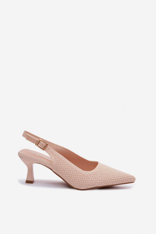 materiál Sandále na vysokom podpätku béžová Delessa